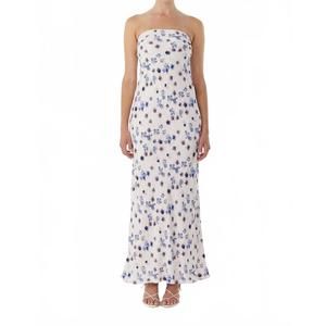 NEW THIRD FORM bias strapless dress in blue bell floral